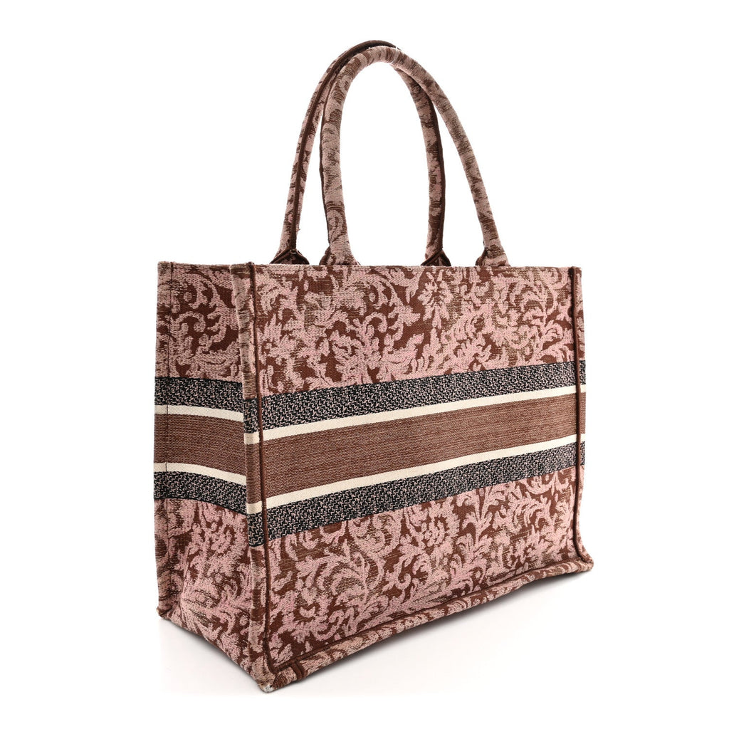 Canvas Embroidered Medium Brocart Book Tote Metallic Pink