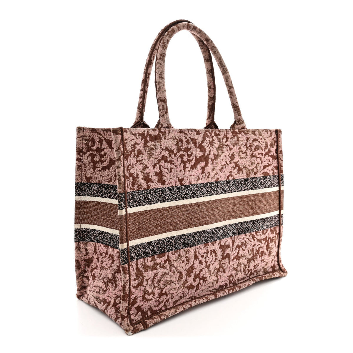 Canvas Embroidered Medium Brocart Book Tote Metallic Pink