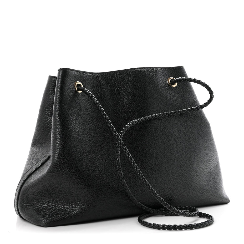 Calfskin Medium Braided Handle Gifford Tote Black