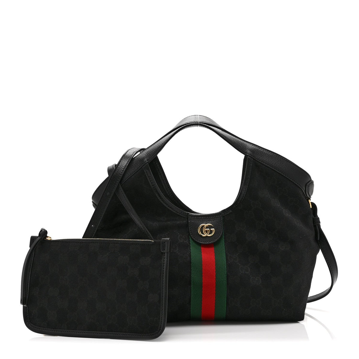 Denim GG Monogram Web Small Giglio Tote Black