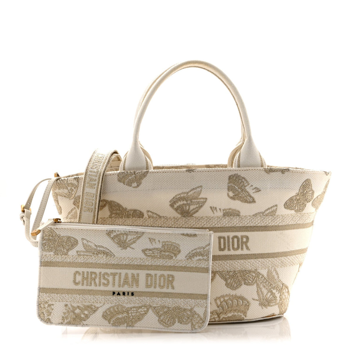 Canvas Embroidered Butterfly Bandana Print Hat Basket  White Gold