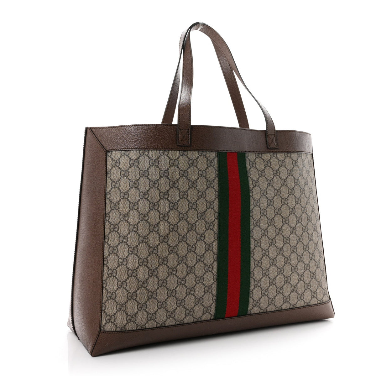 GG Supreme Monogram Web Ophidia Tote Brown