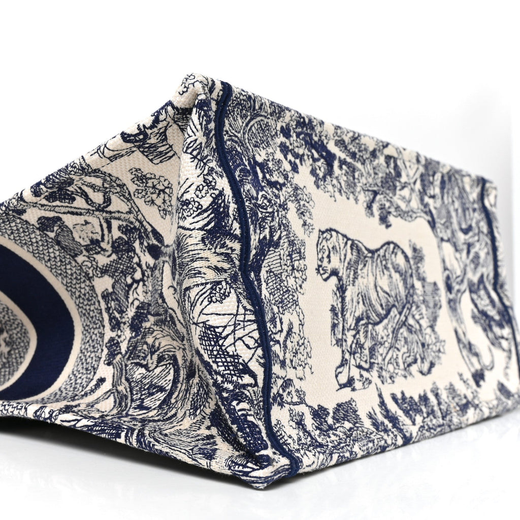 Canvas Embroidered Large Dioriviera Toile De Jouy Book Tote Blue