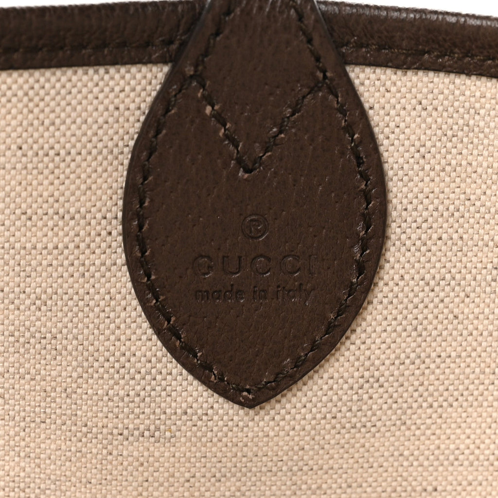 GG Supreme Monogram Textured Dollar Calfskin Web Large Ophidia Tote Beige Ebony New Acero