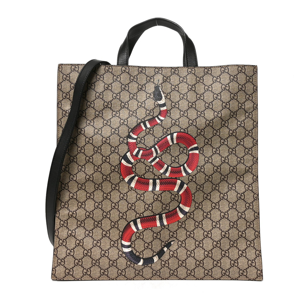 Soft GG Supreme Monogram Kingsnake Vertical Tote Black