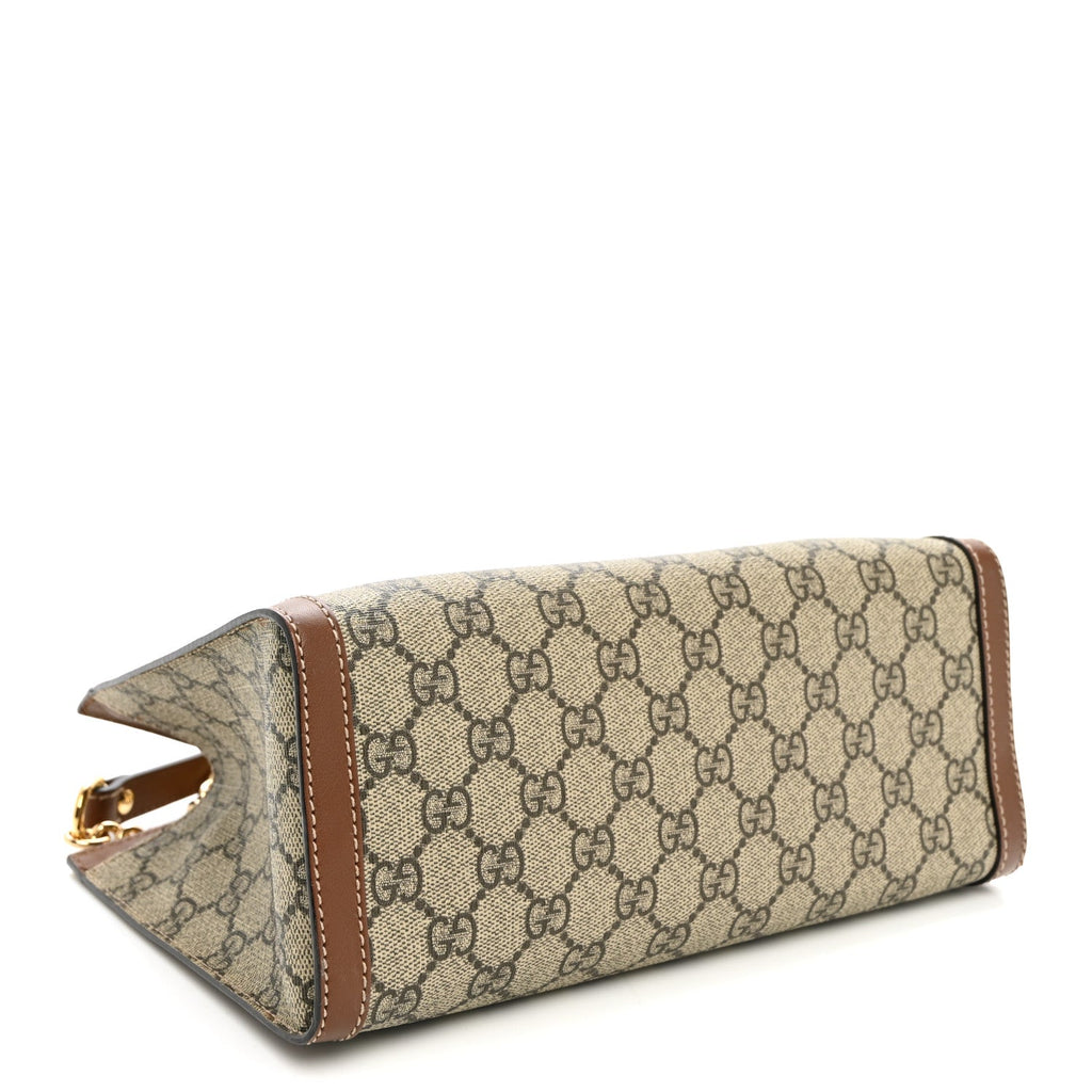 GG Supreme Monogram Calfskin Small Padlock Tote Beige Ebony Tuscany