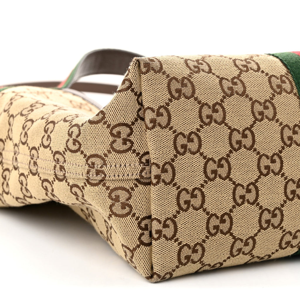Monogram Web Small Giglio Tote Beige Dark Brown
