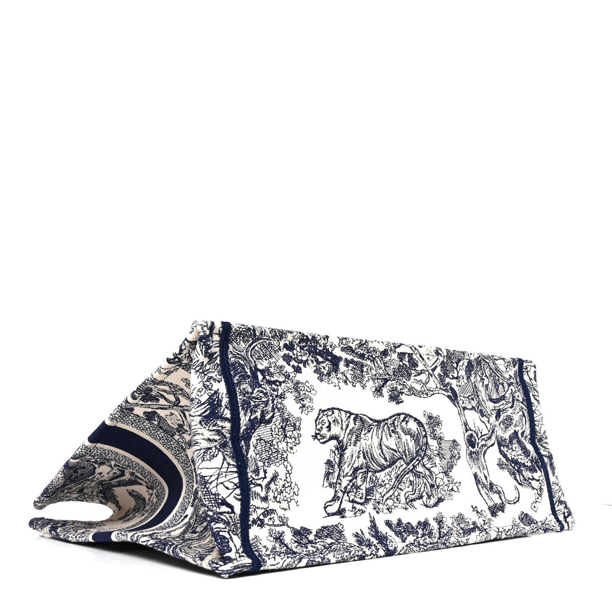 Canvas Embroidered Large Dioriviera Toile De Jouy Book Tote Blue