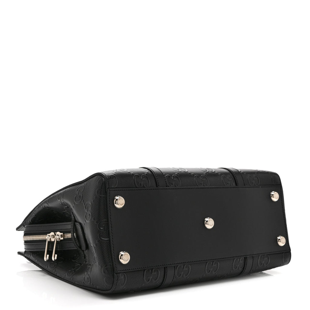 Calfskin GG Tennis Embossed Tote Bag Black