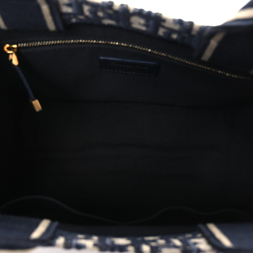 Oblique Calfskin Small Book Tote With Strap Blue Multicolor