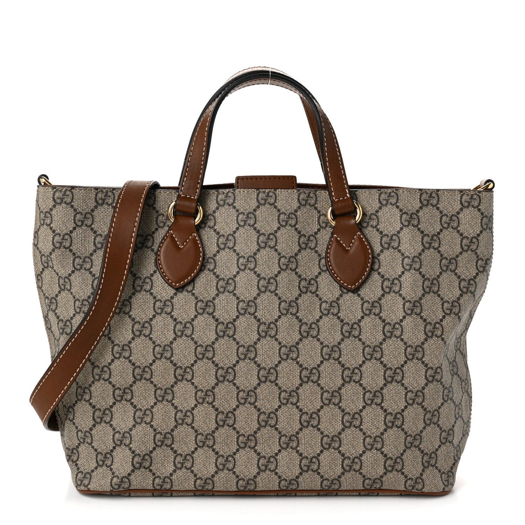 Soft GG Supreme Monogram Small Crossbody Tote Beige Cuir