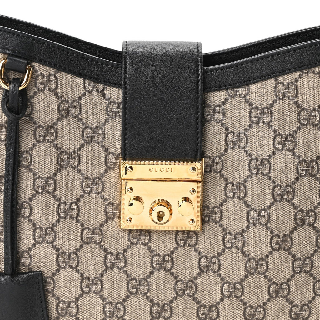 GG Supreme Monogram Medium Padlock Shoulder Bag Black