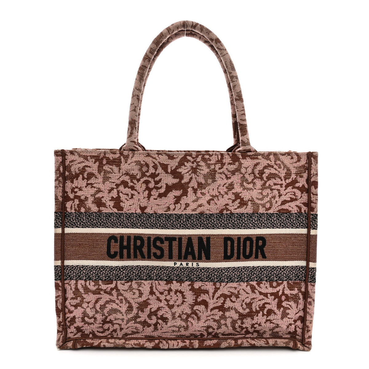 Canvas Embroidered Medium Brocart Book Tote Metallic Pink