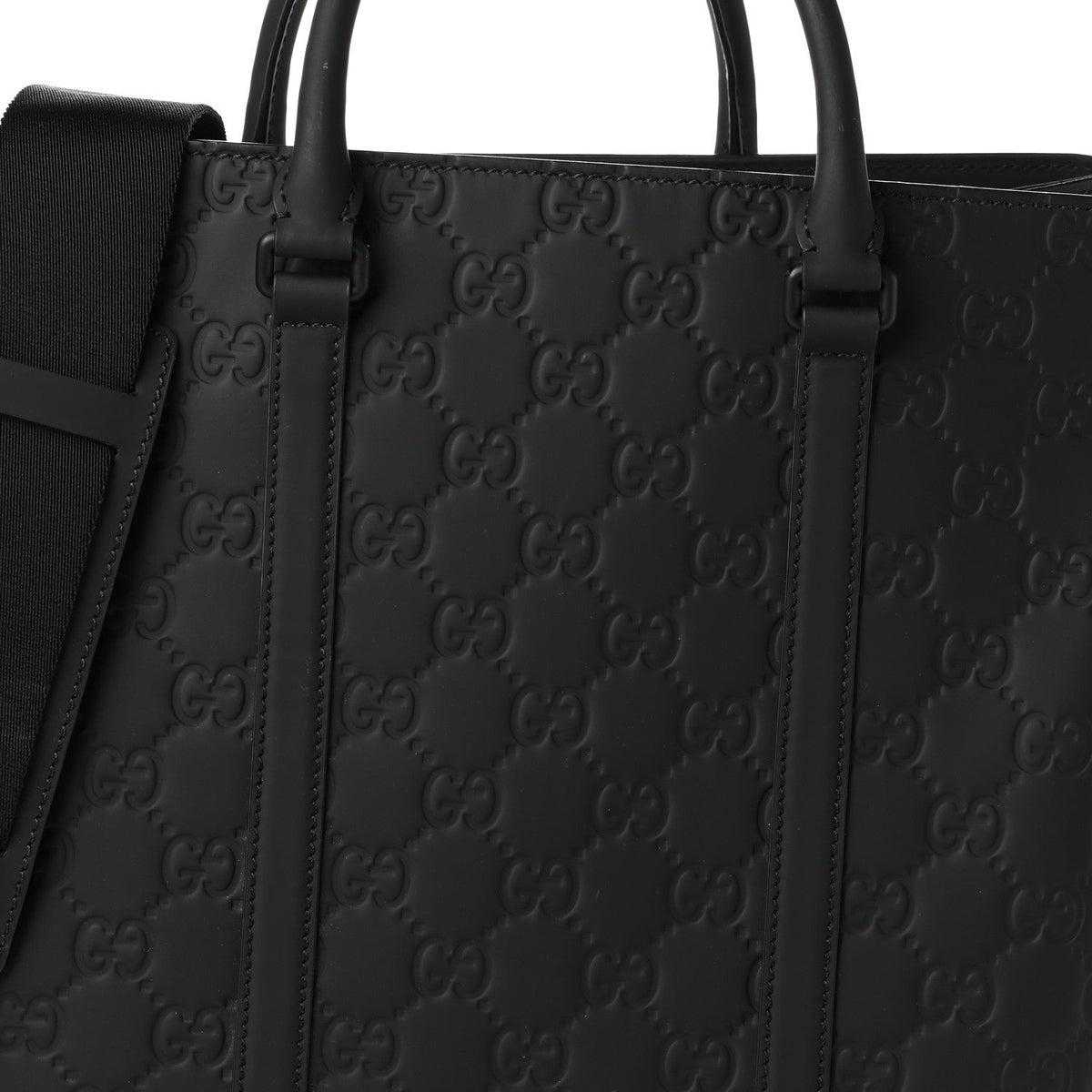 Calfskin Rubber Effect Tall Convertible Tote Black