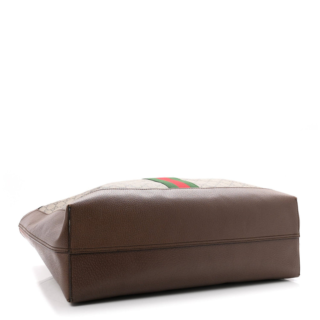 GG Supreme Monogram Web Ophidia Tote Brown