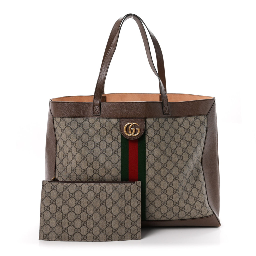 GG Supreme Monogram Web Ophidia Tote Brown