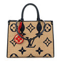 Raffia Calfskin Monogram Giant Onthego MM Blue