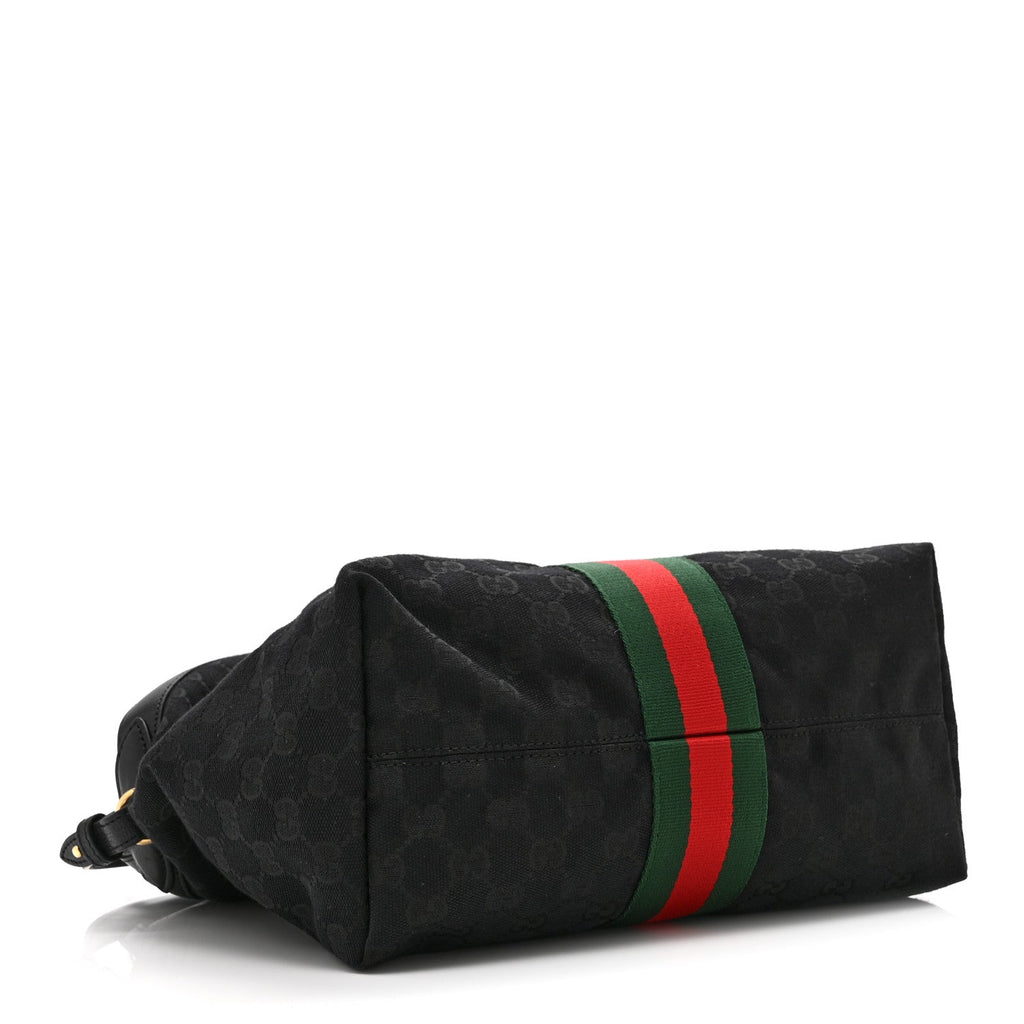 Denim GG Monogram Web Small Giglio Tote Black