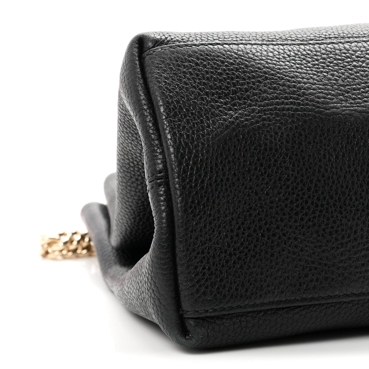 Pebbled Calfskin Medium Soho Chain Shoulder Bag Black