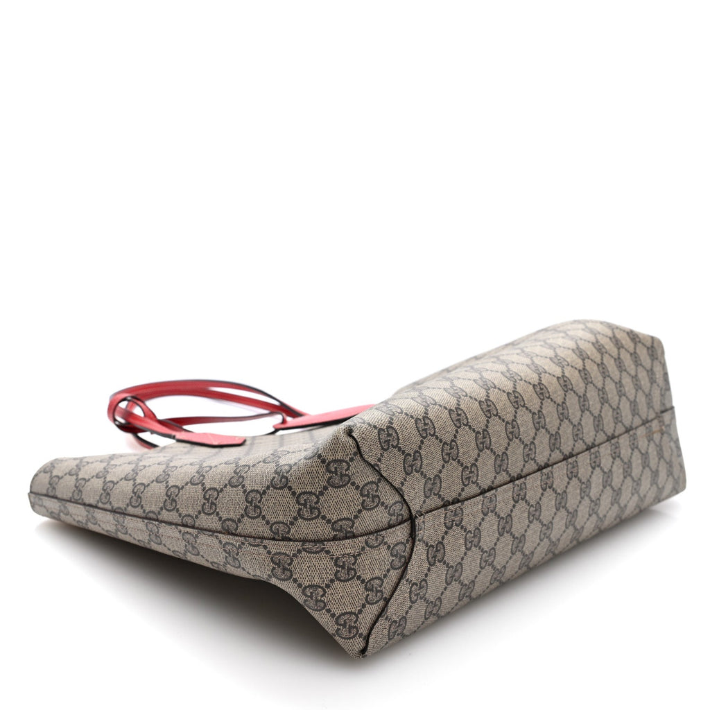 GG Supreme Monogram Medium Reversible Tote Beige Red