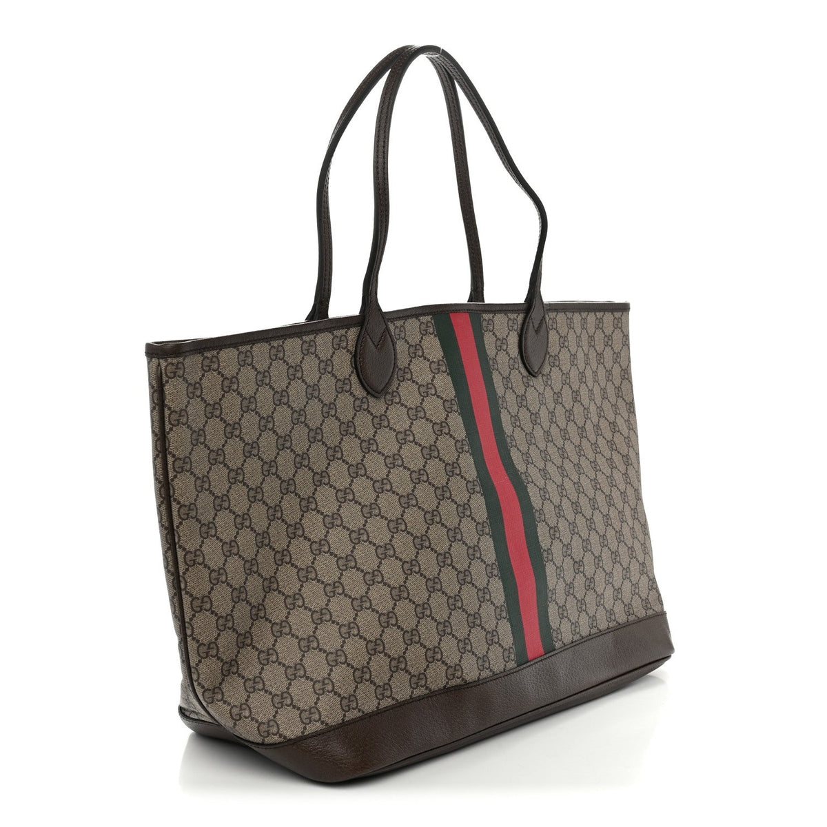 GG Supreme Monogram Textured Dollar Calfskin Web Large Ophidia Tote Beige Ebony New Acero
