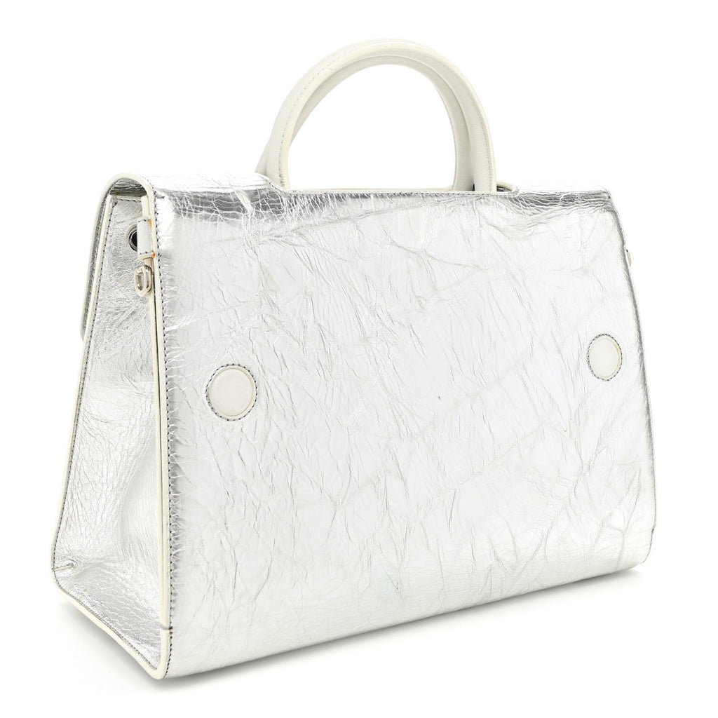 Metallic Calfskin Medium Diorever Flap Silver
