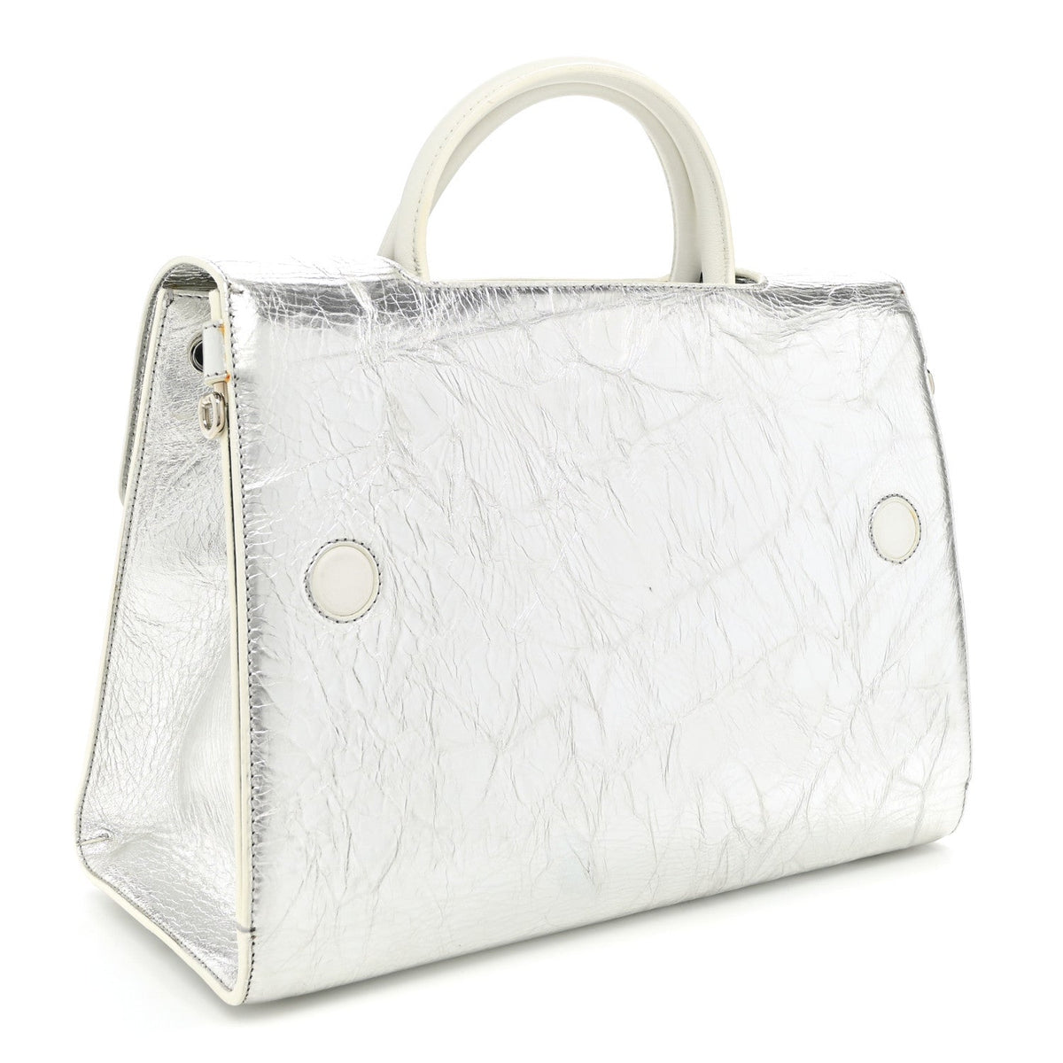 Metallic Calfskin Medium Diorever Flap Silver