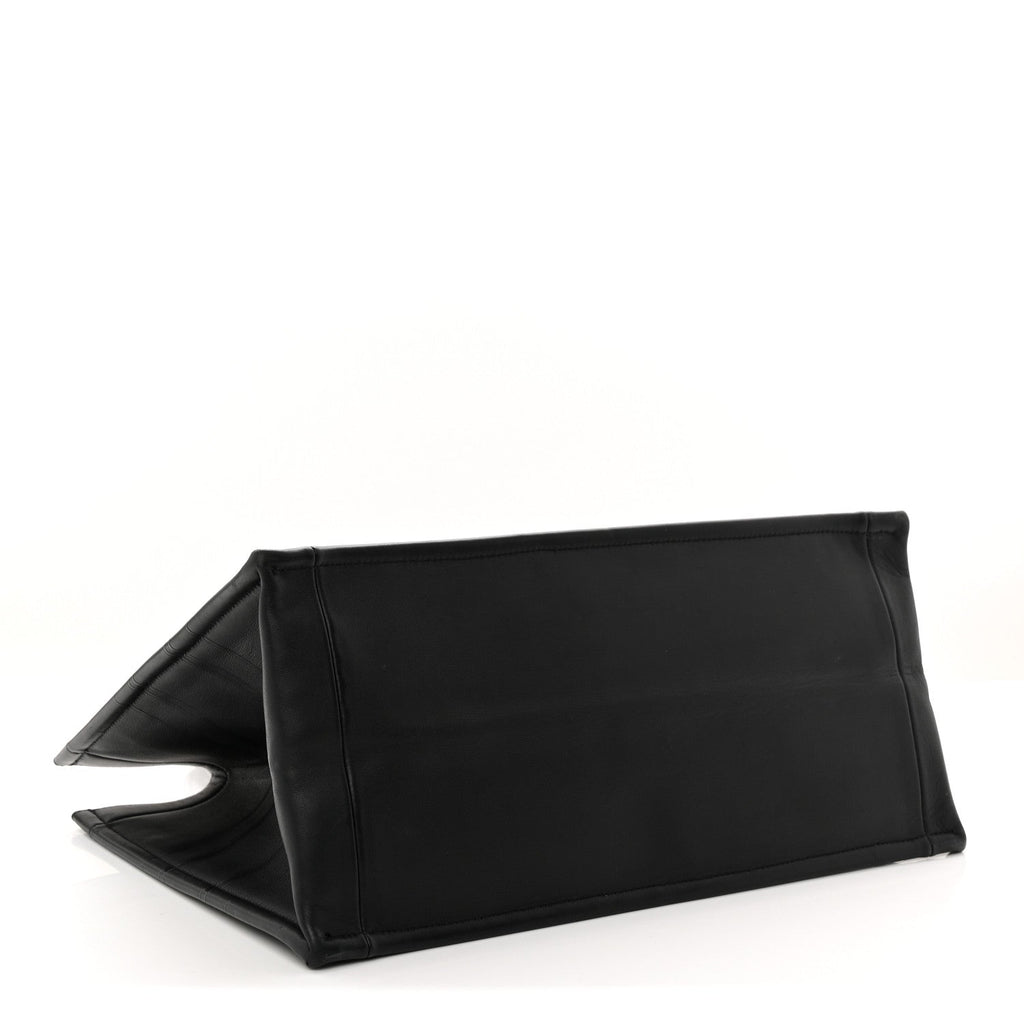 Calfskin Embossed Medium Book Tote Black