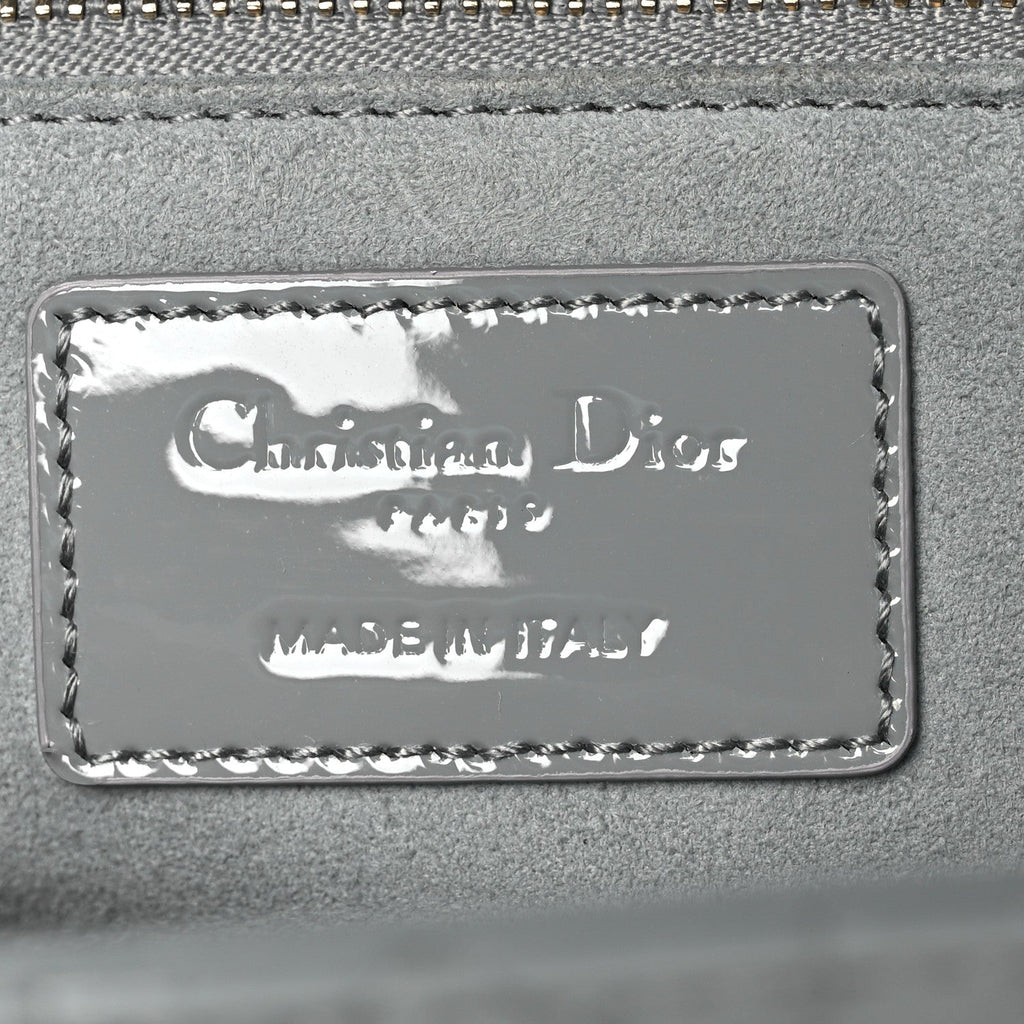 Patent Cannage Medium Lady Dior Grey