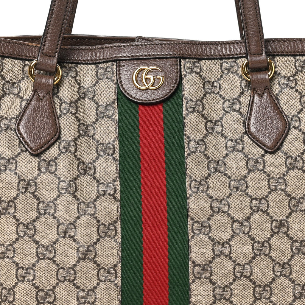 GG Supreme Monogram Medium Ophidia Shopping Tote Brown