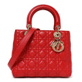 Lambskin Cannage Medium Lady Dior Red
