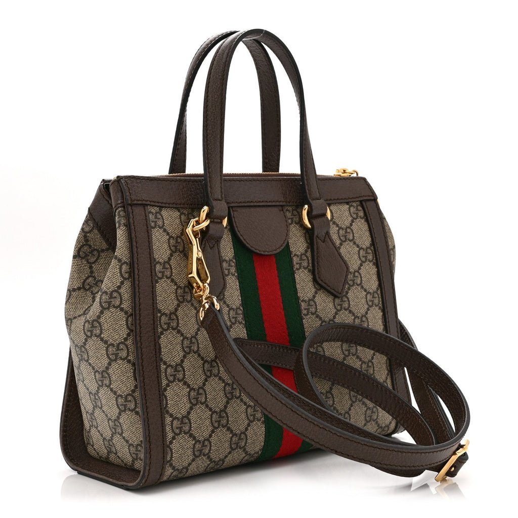 GG Supreme Monogram Small Ophidia Tote Bag Brown