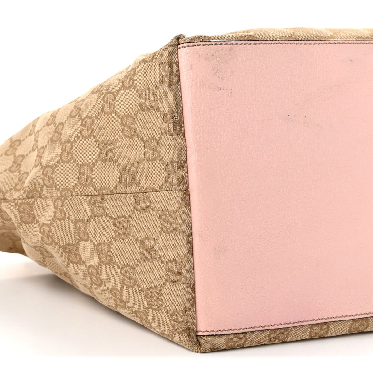 GG Monogram Medium Web Handle Bucket Tote Pink Blue
