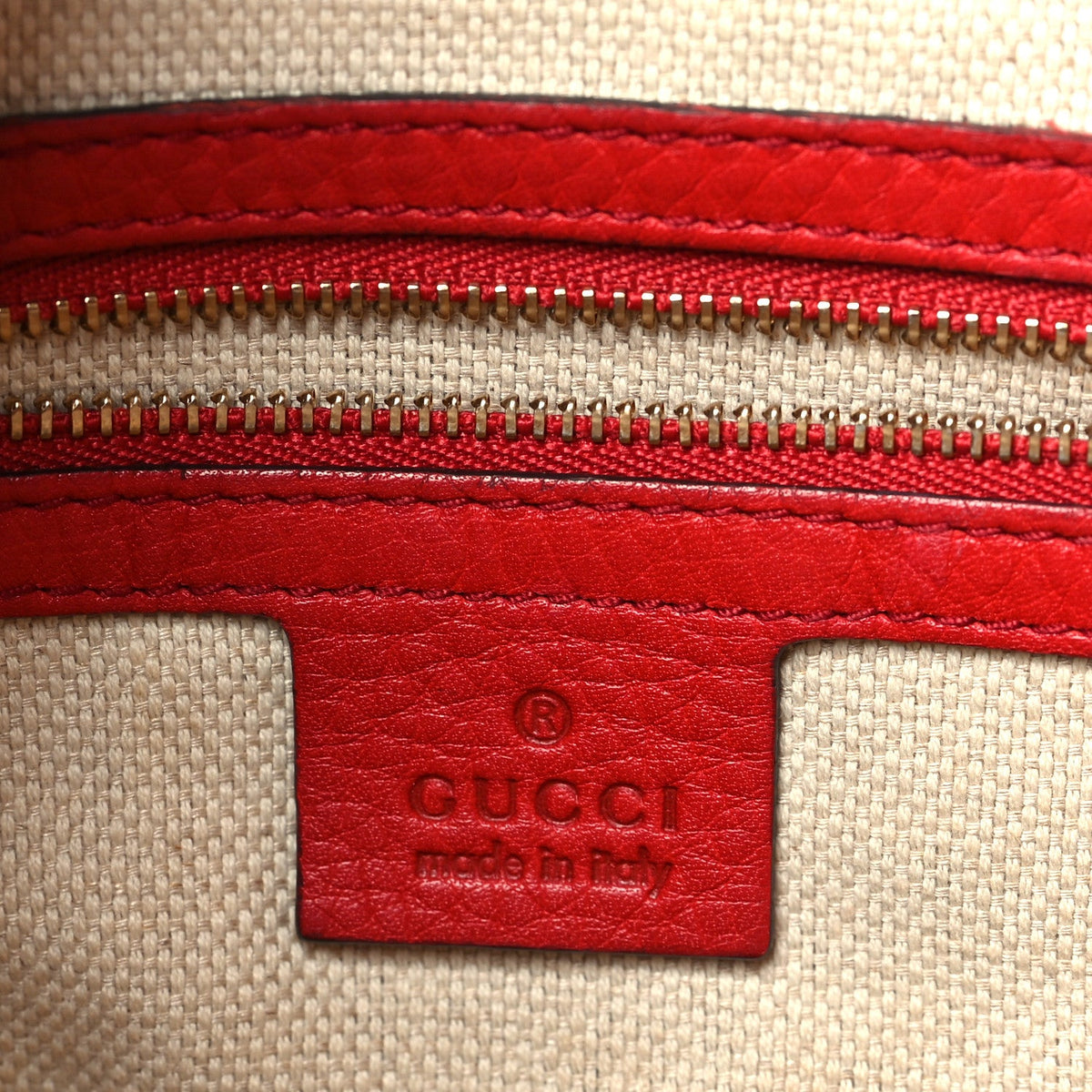 Pebbled Calfskin Small Soho Top Handle Bag Red