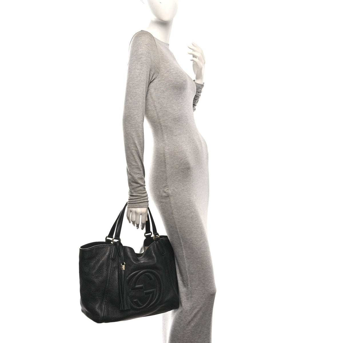 Pebbled Calfskin Medium Soho Shoulder Bag Black