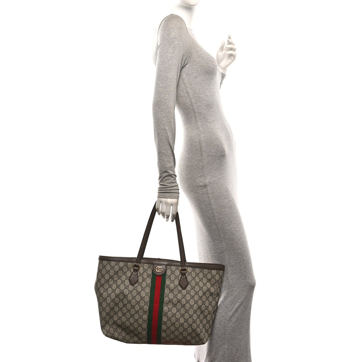 GG Supreme Monogram Medium Ophidia Shopping Tote Brown