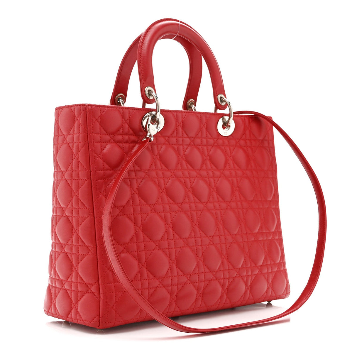 Lambskin Cannage Large Lady Dior Red