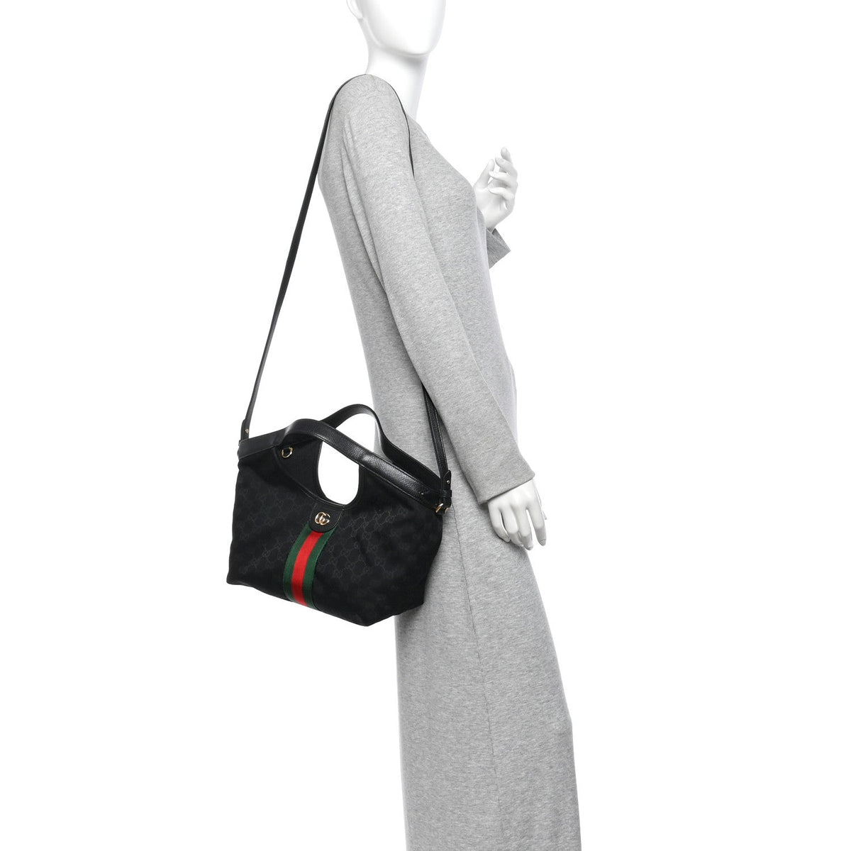 Denim GG Monogram Web Small Giglio Tote Black