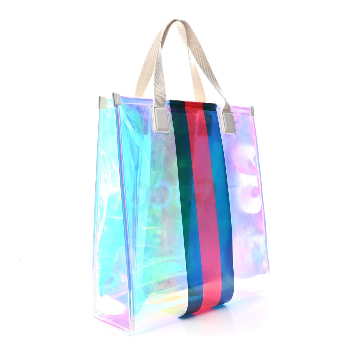 Iridescent Vinyl Logo Web Vertical Tote Multicolor