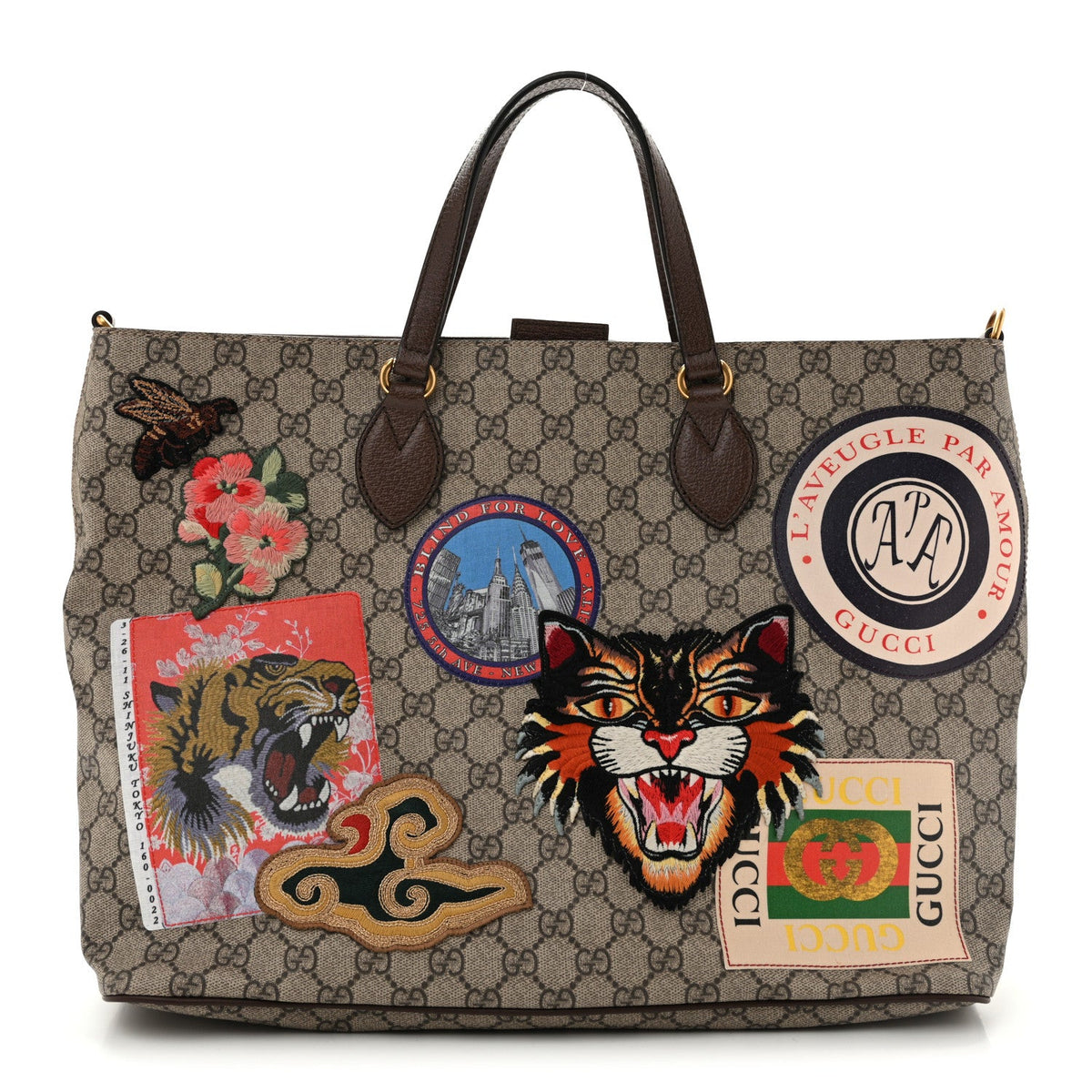 Soft GG Supreme Monogram Courrier Medium Crossbody Tote Beige New Acero