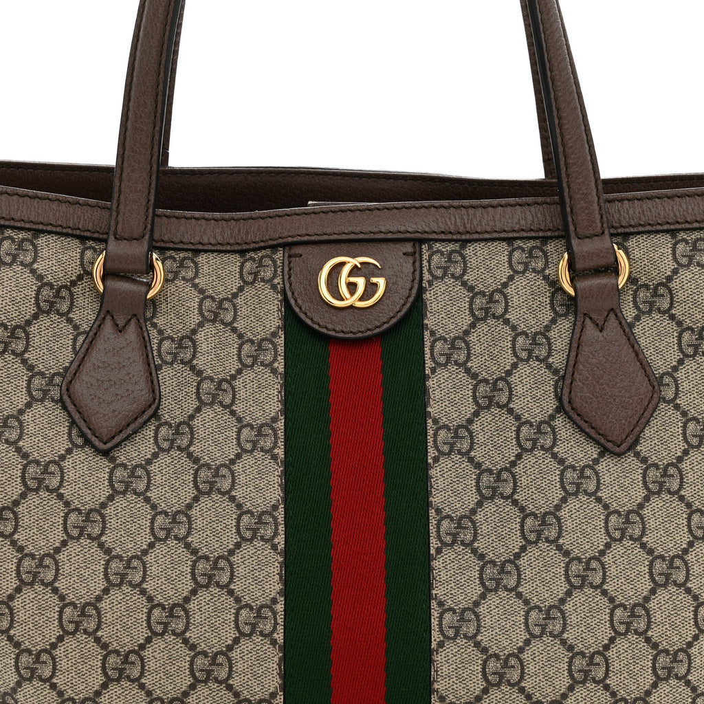 GG Supreme Monogram Medium Ophidia Shopping Tote Brown