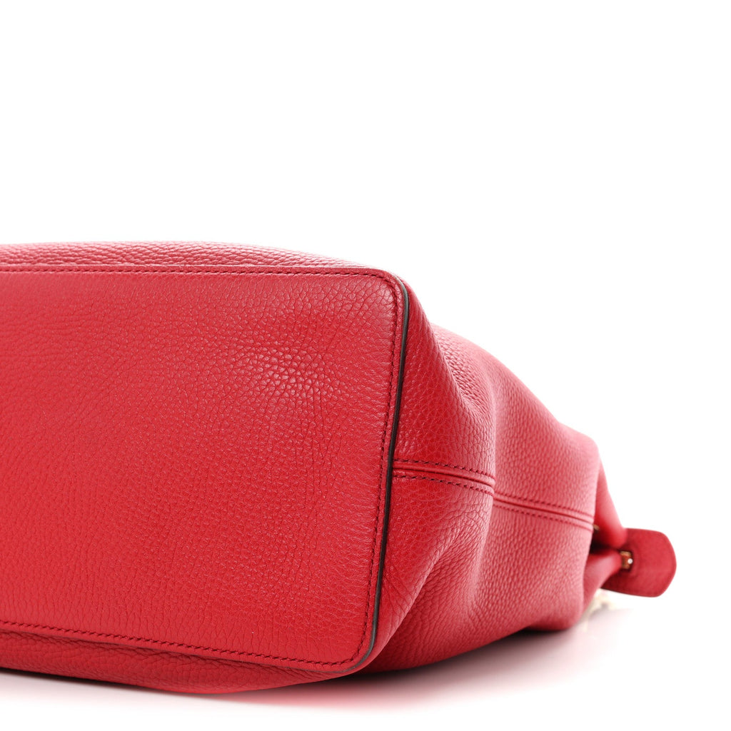 Pebbled Calfskin Large Soho Hobo Tabasco Red