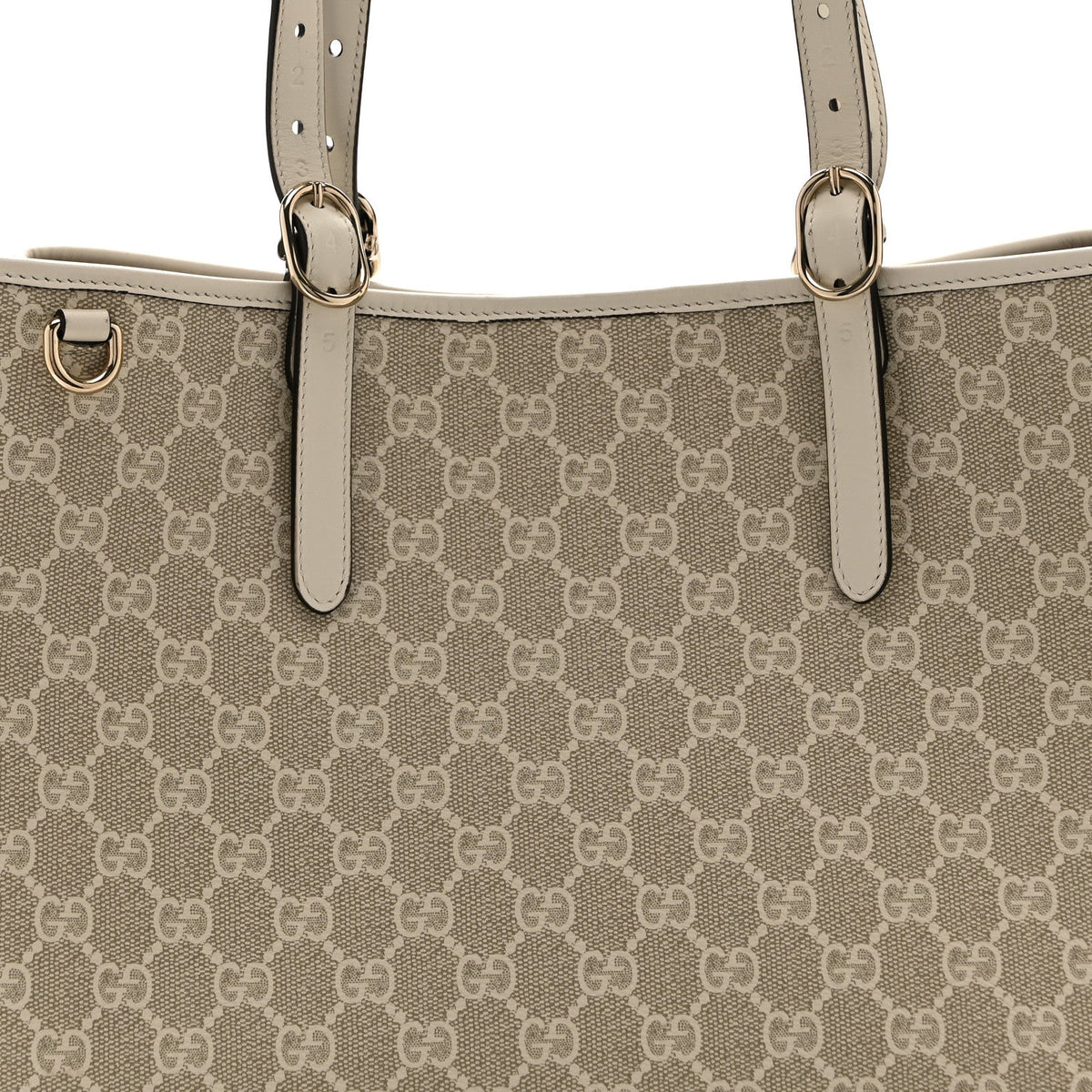 GG Supreme Monogram Emblem Large Tote Bag  Mystic White Oatmeal