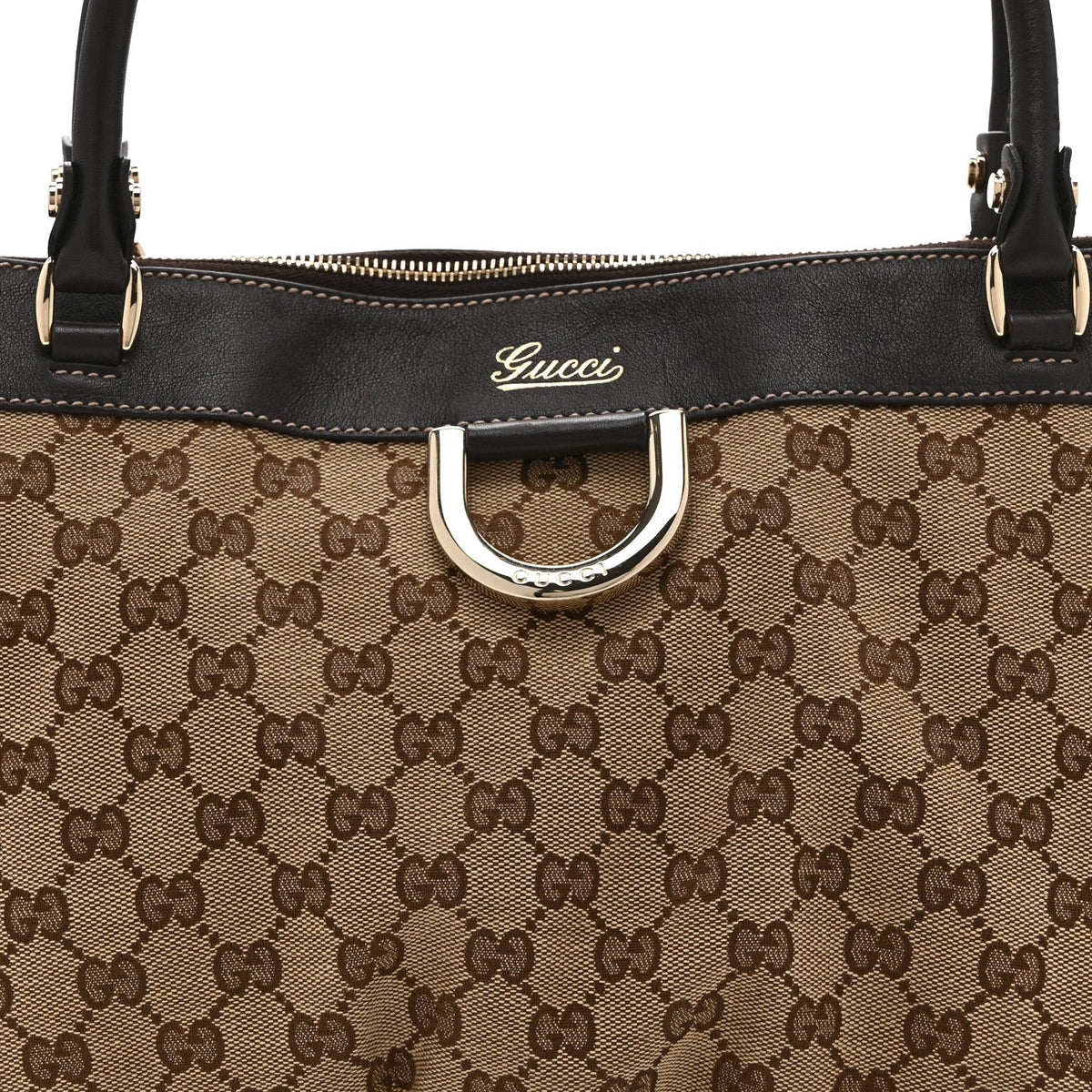Monogram D Gold Tote Dark Brown