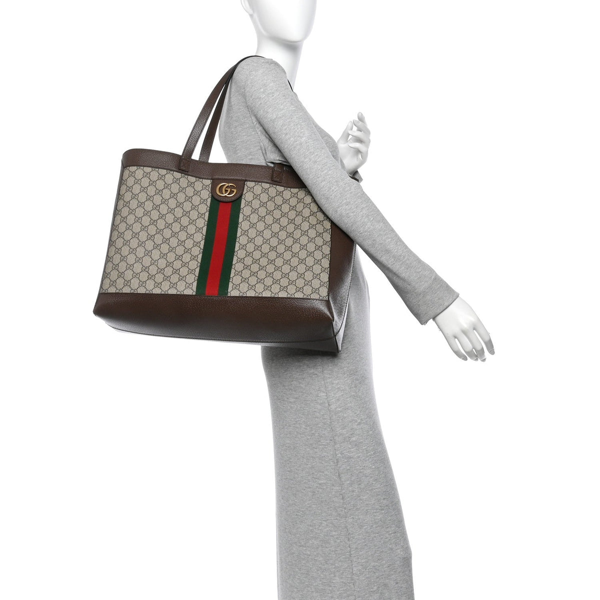 GG Supreme Monogram Web Ophidia Tote Brown