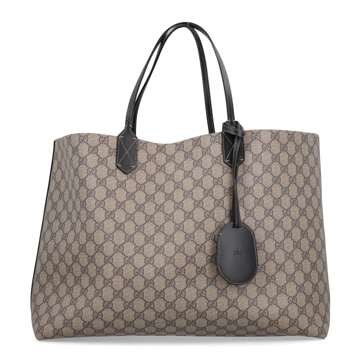 GG Supreme Monogram Large Reversible Tote Beige Black
