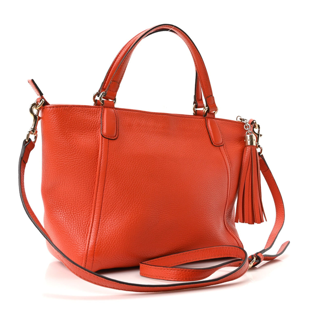 Pebbled Calfskin Small Soho Top Handle Bag Sun Orange