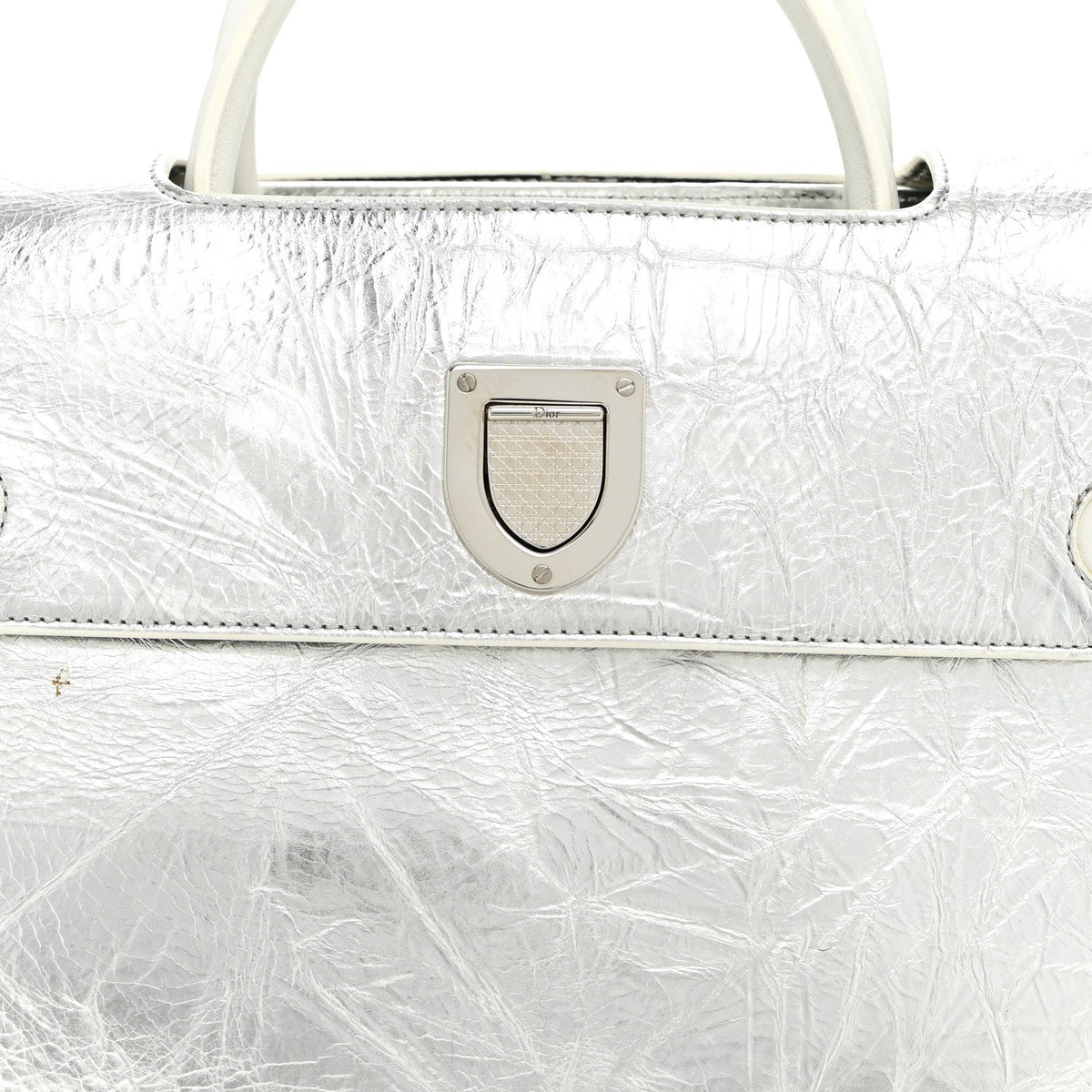 Metallic Calfskin Medium Diorever Flap Silver
