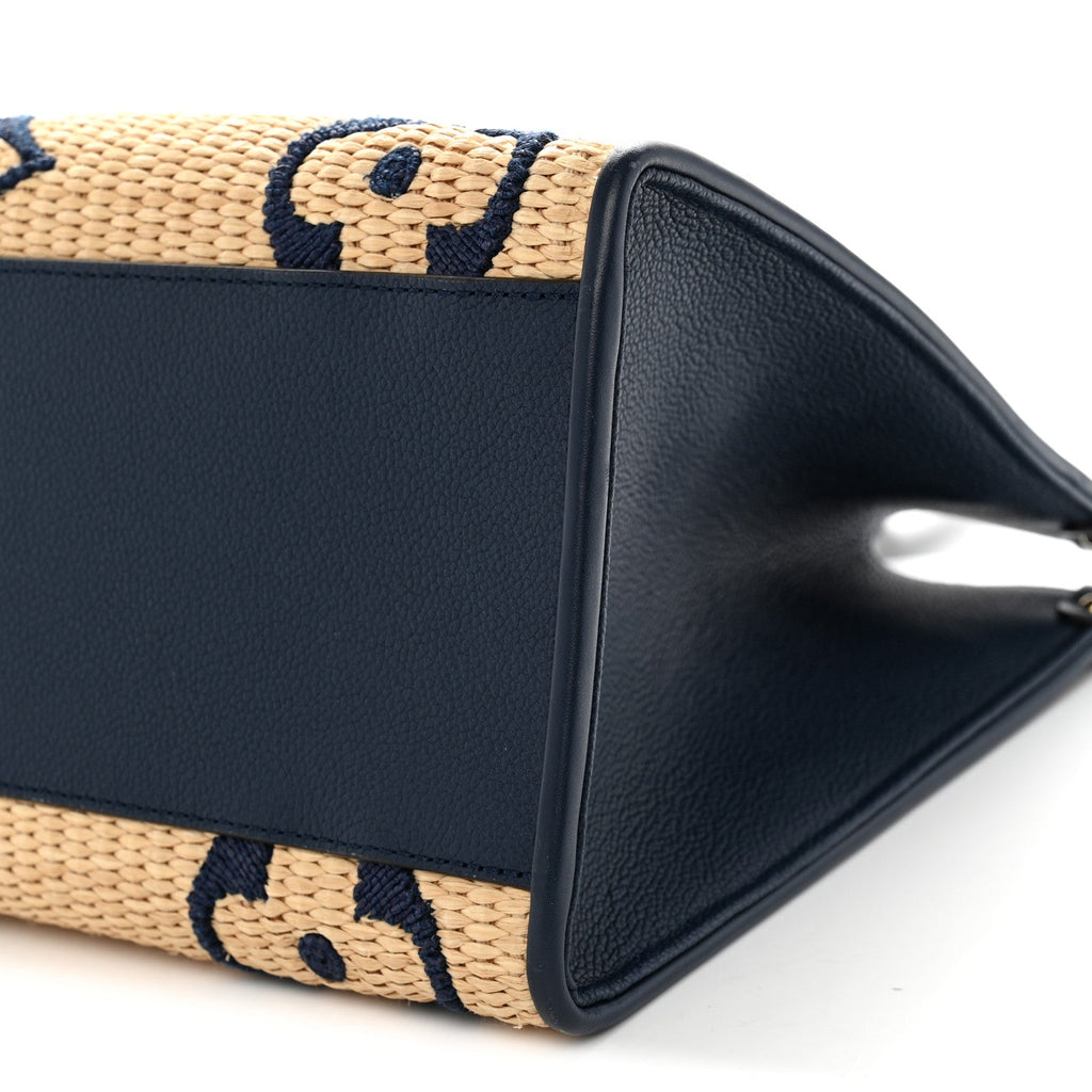 Raffia Calfskin Monogram Giant Onthego MM Blue