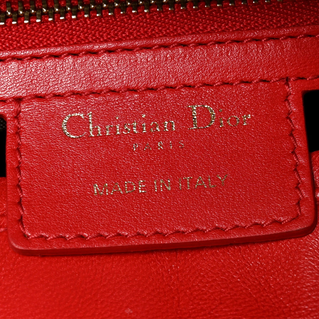 Lambskin Cannage Medium Lady Dior Red